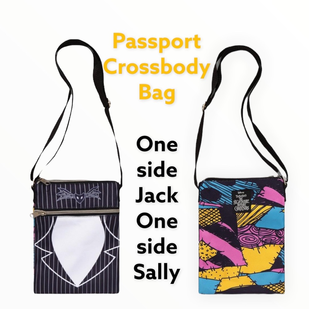 The Nightmare Before Christmas Jack & Sally Split Passport Crossbody Bag